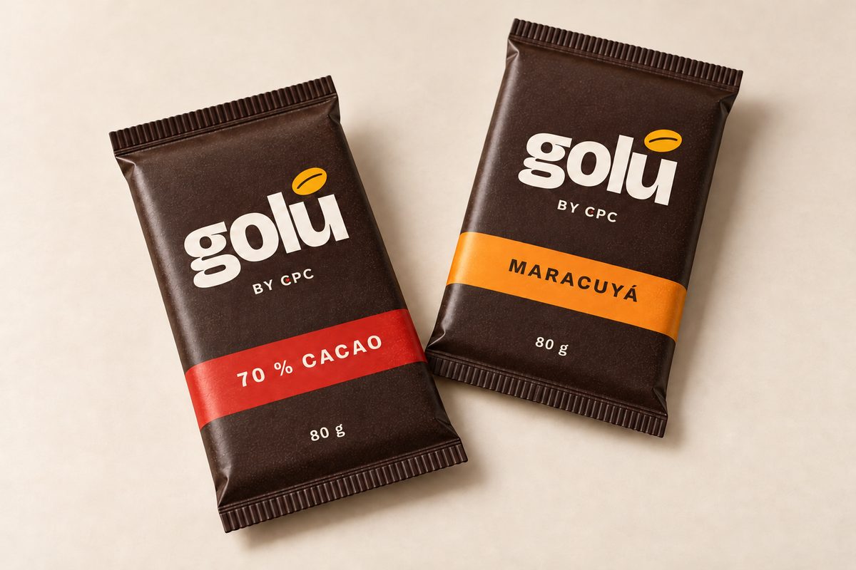 Tabletas Golú de 70 % cacao y de maracuyá, de 80 g
